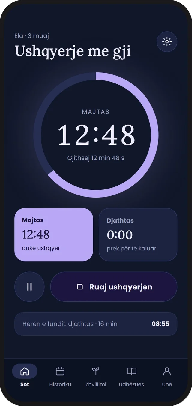 Il timer dell'allattamento in modalità notte