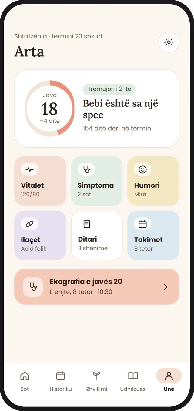 La schermata della gravidanza in Ditari i Bebes